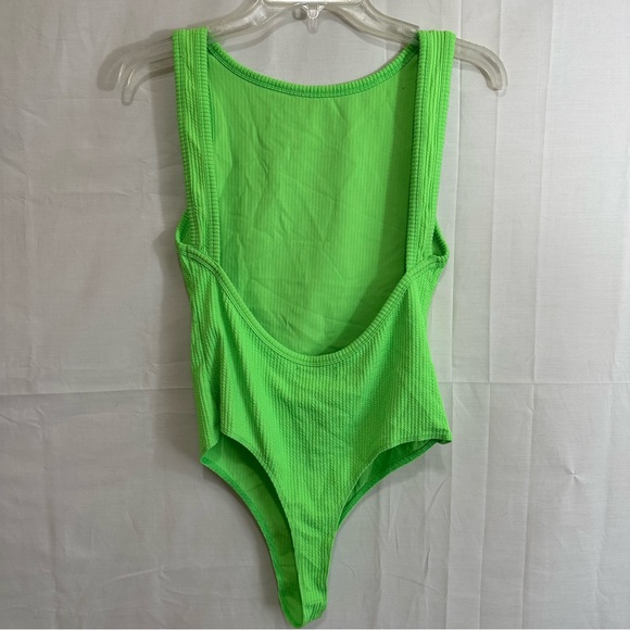 Bershka Womens One Piece Ribbed Open Back Thing Swimsuit Large - Picture 2 of 4